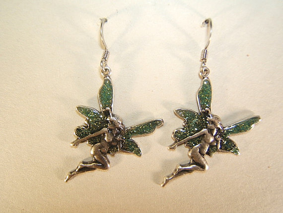Mystical, Mythical Fairy Earrings, Silver Antique Finish, #60708-1