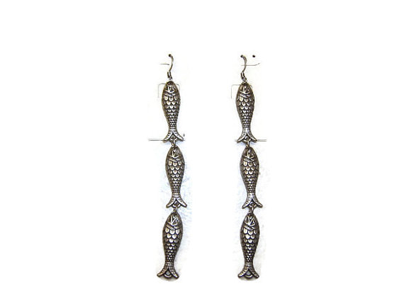 Religious, Christian Fish Earring, Catholic Earring, Silver Earring, #80017-1