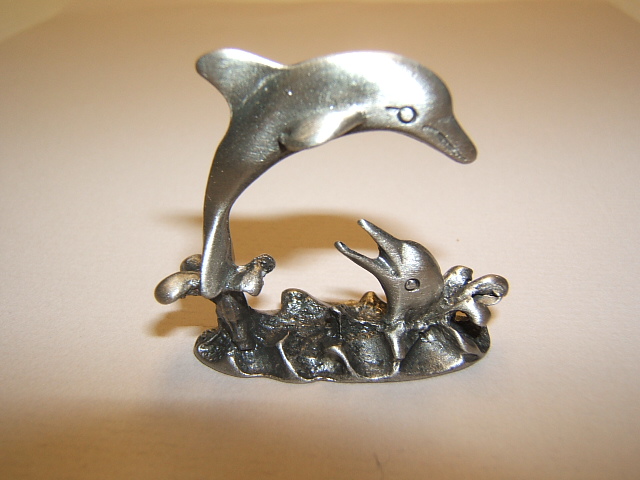 Sea Life Gifts, Dolphins Miniature Figurine In Pewter #f101